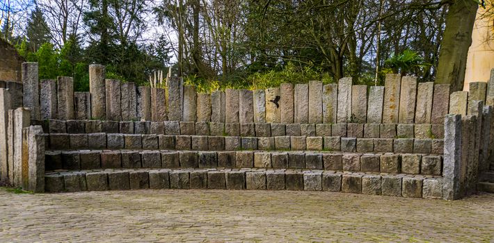 Simple staircase stand, stone seats for the public, outdoor tribune