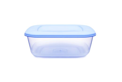 Plastic food storage containers on a white background. With clipping path.
