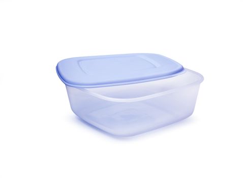 Plastic food storage containers on a white background. With clipping path.