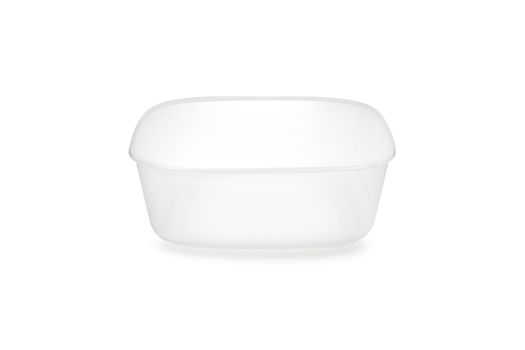 Plastic food storage containers on a white background. With clipping path.
