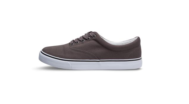 Brown canvas shoes isolated on white background with clipping path