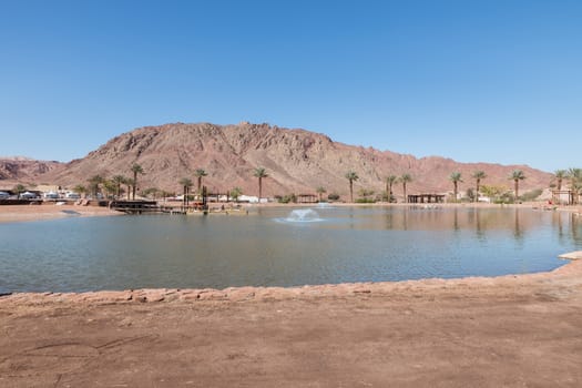 water and mountains and a lake in timna national park in south israel