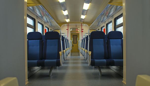 Inside look at modern empty train wagon