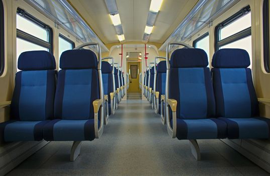 Inside look at modern empty train wagon