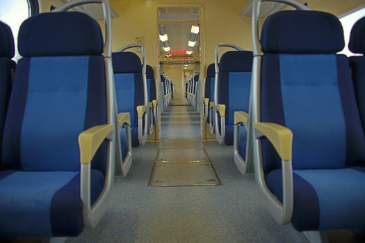 Inside look at modern empty train wagon