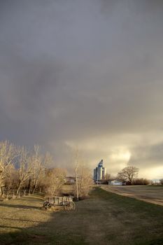 Prairie Storm Clouds rural Saskatchewan Grain Elevator