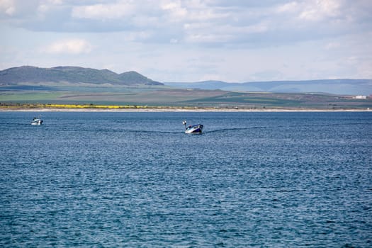 Pomorie, Bulgaria - May 01, 2019: Fishing Boat At Sea.