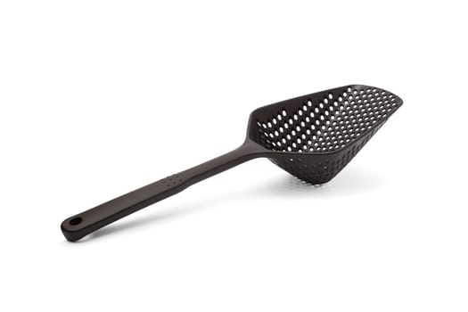 Plastic black color strainer, colander. Kitchen Accessories. Isolated on white background.