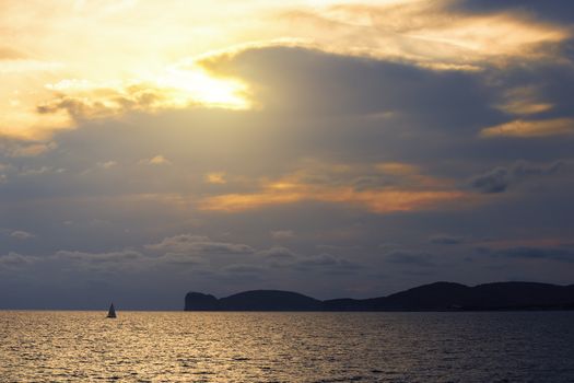 beautiful sunset on the giant that sleeps in Alghero, Sardinia, Italy