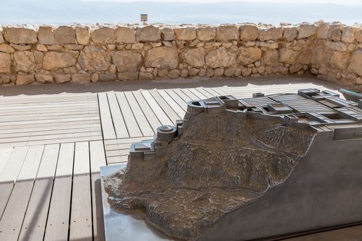 Israel, Judean desert, a model of the Northern Palace in Masada