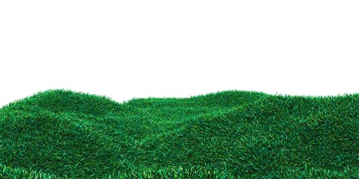 Background image of lush grass field. 3D illustration isolated on white background