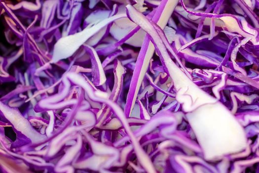 Fresh Shredded Purple Cabbage Ready in a Salad Bar