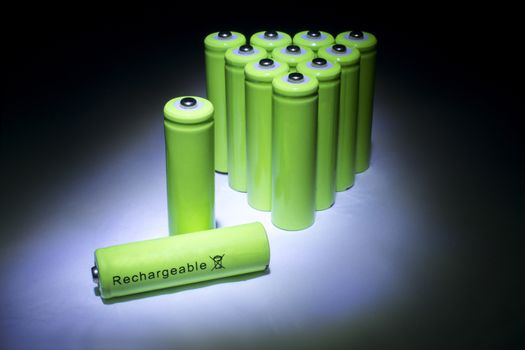AA Green Rechargeable Batteries on Display