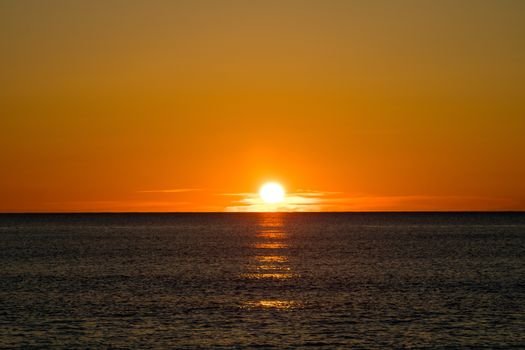 Nice sunrise on the Mediterranean Sea in the village of Burriana