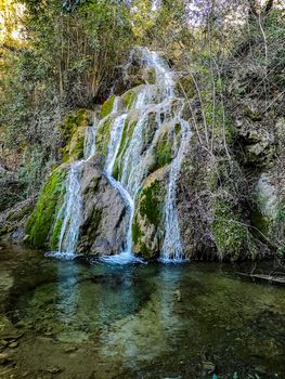 View of the main waterfall of La Floresta in Viver