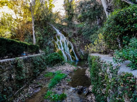 View of the main waterfall of La Floresta in Viver