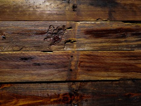 Background of old wooden slats treated with linseed oil