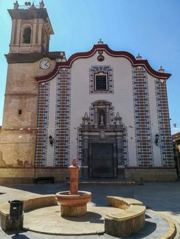 Front view of the very colorful church of Petres