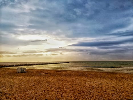 Beach of fine brown sand bathed by the waters of the Mediterranean Sea