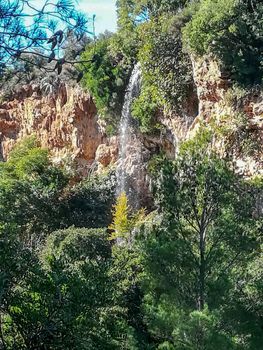 View of the waterfall of the Salto de la Novia in Navajas