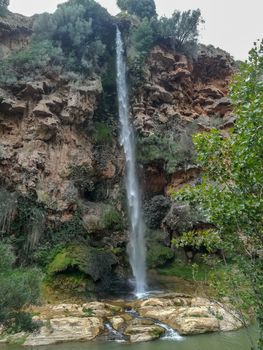 View of the waterfall of the Salto de la Novia in Navajas