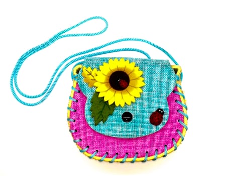 Pretty handmade bag very colorful on white background