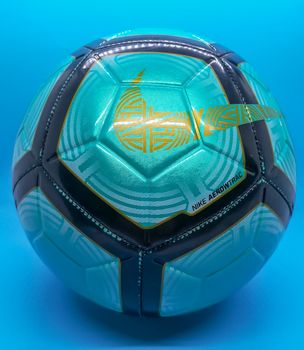 Burriana, Spain 11/06/18: Nike ball on blue background