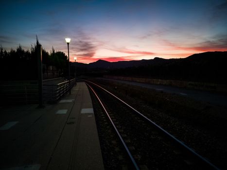 Sunset in pastel pink tones in the village of Algimia