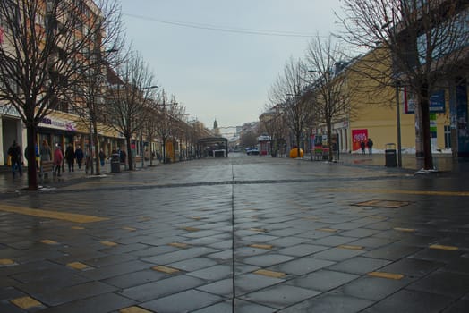 ZRENJANIN, SERBIA, DECEMBER 22th 2018 - Main promenade street