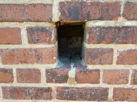 rectangle or rectangular hole in red brick wall or masonry