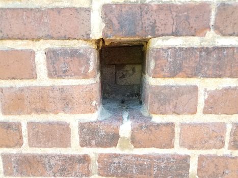 rectangle or rectangular hole in red brick wall or masonry