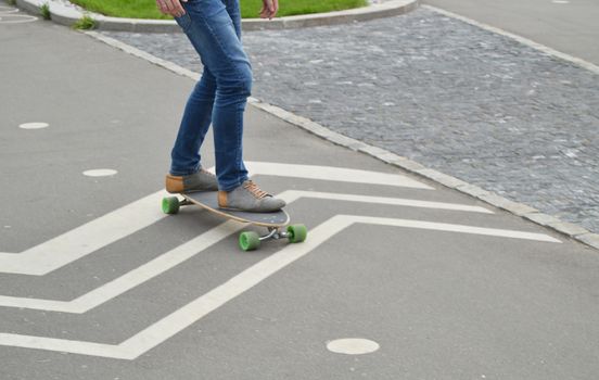 skateboarder is riding on the Board, sports and active lifestyle.