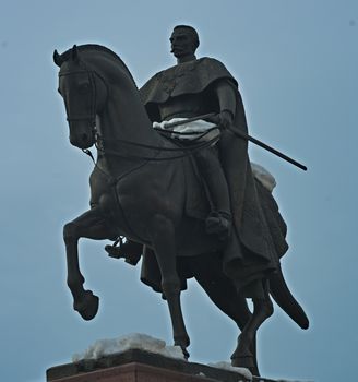 Monument of King Peter of Sebia ridding a horse