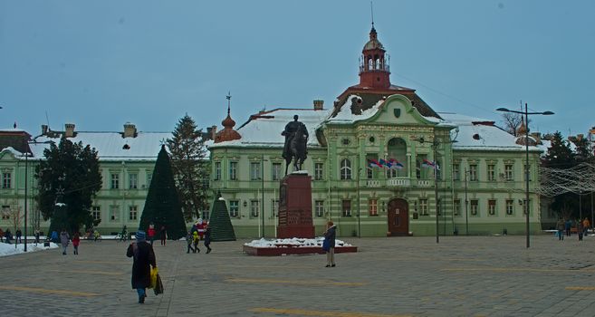 ZRENJANIN, SERBIA, DECEMBER 22ND 2018 - Monument of King Peter at the main square