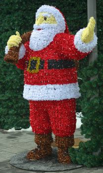 Santa Claus made out of Christmas decorations