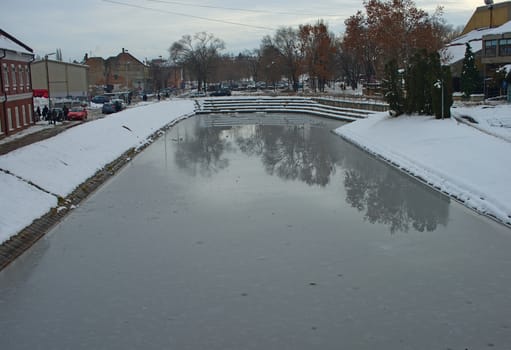 ZRENJANIN, SERBIA, OCTOBER 14th 2018 - River bank with a concrete dock