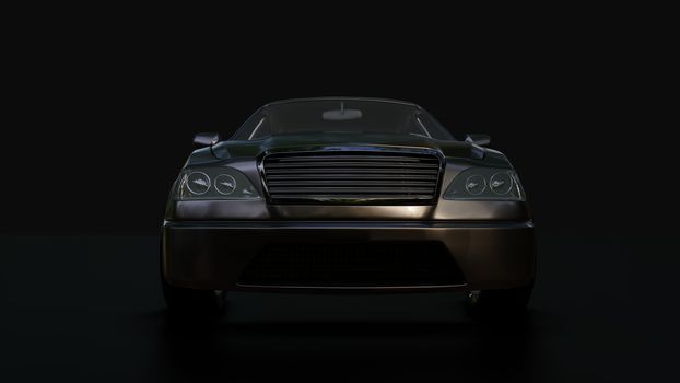 Modern sedan car on the dark background. 3d illustration