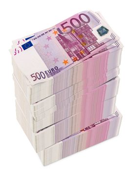 Euro 3D rendering on white background.euro, European Currency Unit.(with Clipping Path).