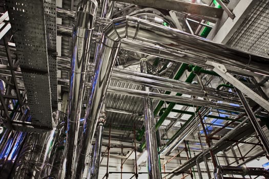 Equipment and piping as found inside of industrial thermal power plant