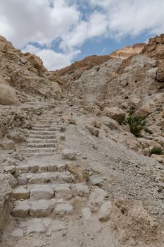some of the 800 steps up to masada mountain in israel