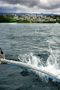 View of the coast of Boracay from the ocean, Philippines