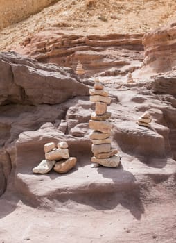 stack of stones in the red canyon in israel