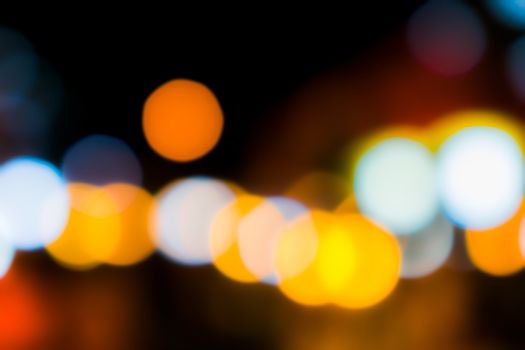 Night Bokeh with Orange, Yellow and Blue