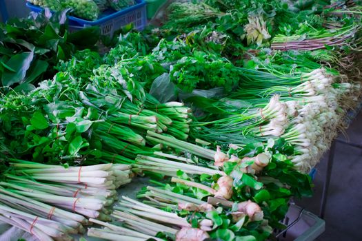 Pile of Fresh Vegetables for Sale in an Asian Market