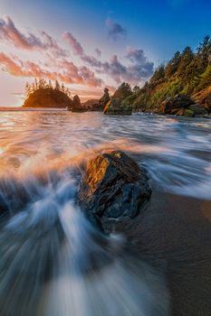 Rocky Beach Landscape at Sunset, Color Image, Day