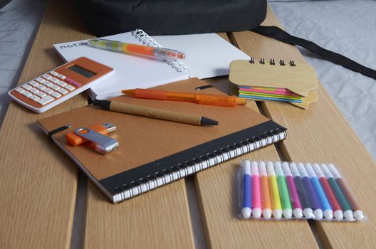 Utensils for the return to school, notebooks, pens and markers