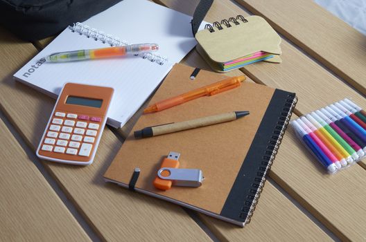 Utensils for the return to school, notebooks, pens and markers