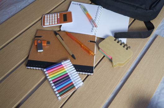 Utensils for the return to school, notebooks, pens and markers