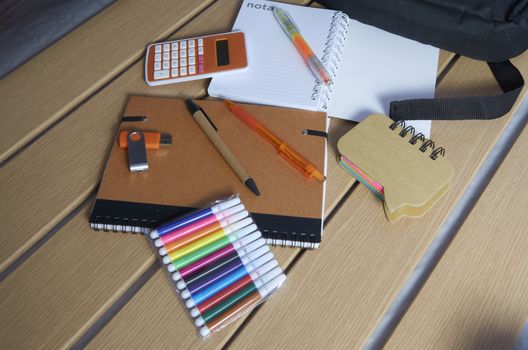 Utensils for the return to school, notebooks, pens and markers