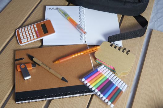 Utensils for the return to school, notebooks, pens and markers